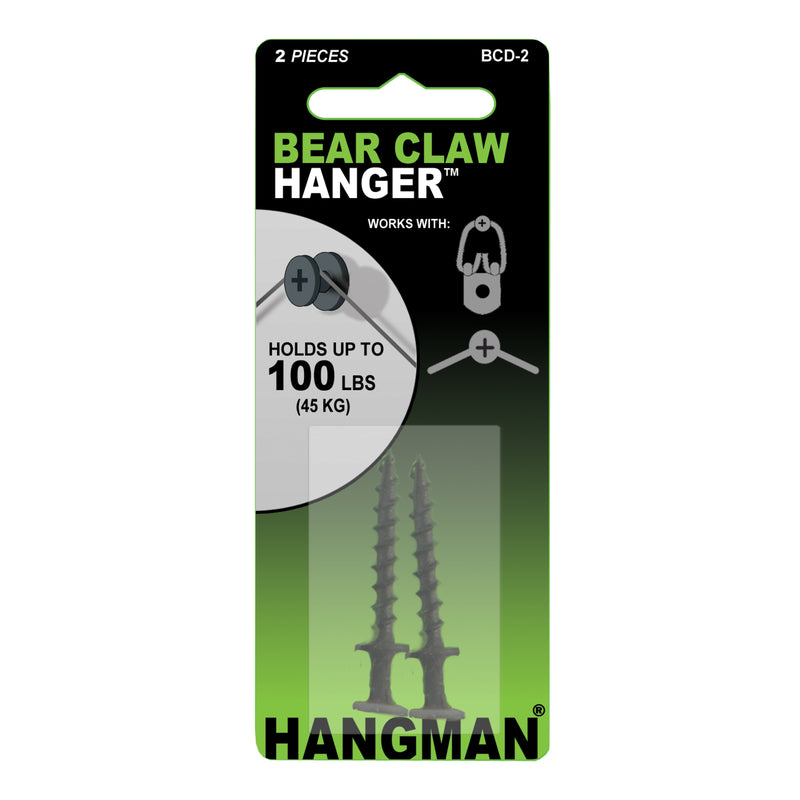 Hangman Bear Claw Black Double Headed Hanger 100 lb 2 pk