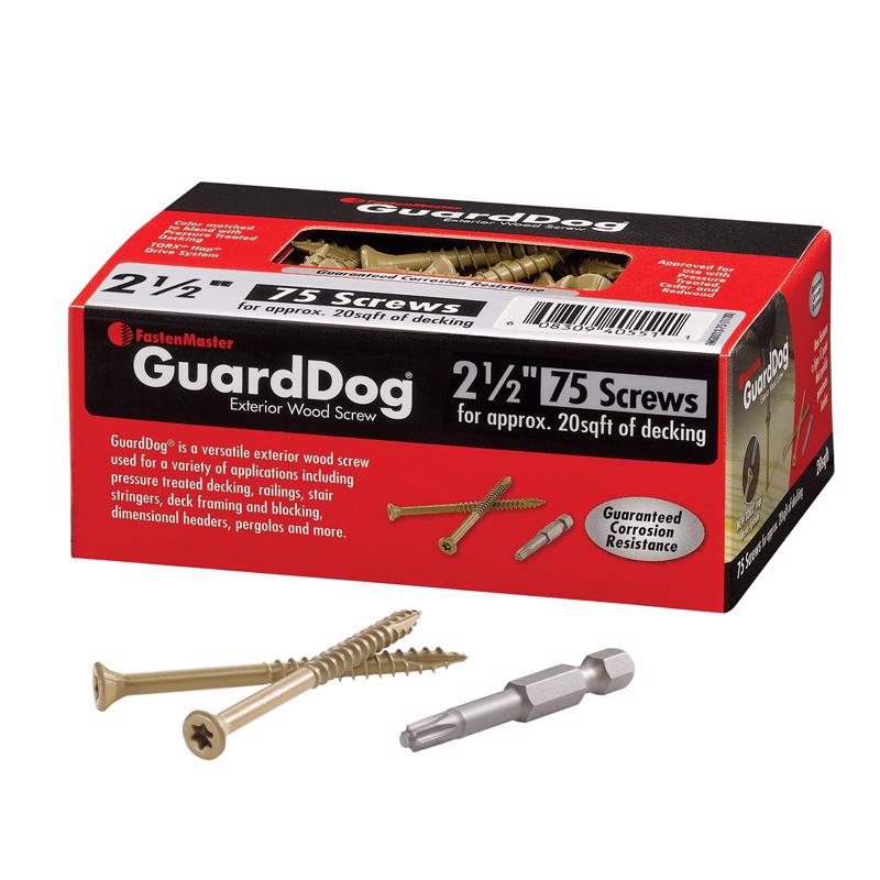 FastenMaster GuardDog No. 10 X 2-1/2 in. L Gold Phillips/Square Bugle Head Deck Screws 75 pk