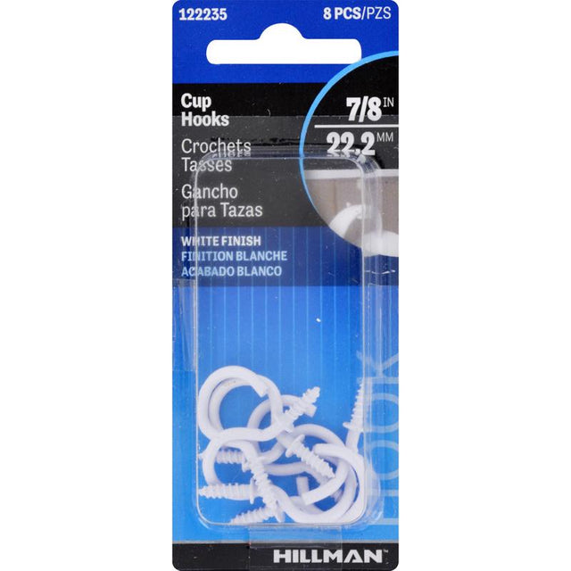 CUP HOOK WHITE 7/8"