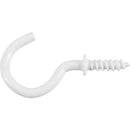 HILLMAN Small White Metal 7/8 in. L Cup Hook 1 lb 8 pk