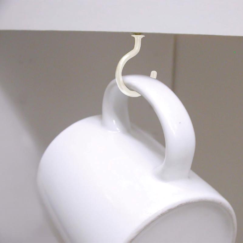 OOK Small Vinyl Coated White Steel 7/8 in. L Cup Hook 1 lb 4 pk