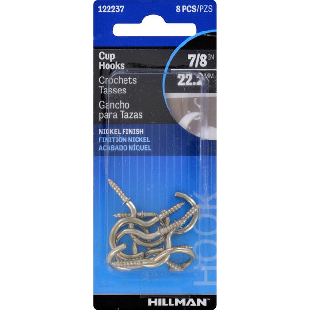 CUP HOOK NICKEL 7/8"