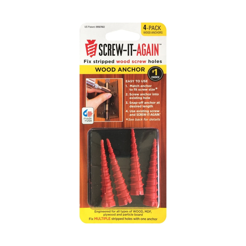 SCREW-IT-AGAIN 1/4 in. D X 1 in. L Polypropylene Hex Head Wood Anchor 4 pk