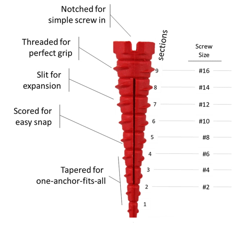 SCREW-IT-AGAIN 1/4 in. D X 1 in. L Polypropylene Hex Head Wood Anchor 4 pk