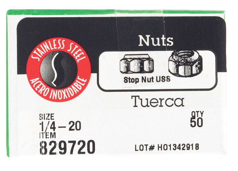 NUT LOCK SS 1/4" BX50