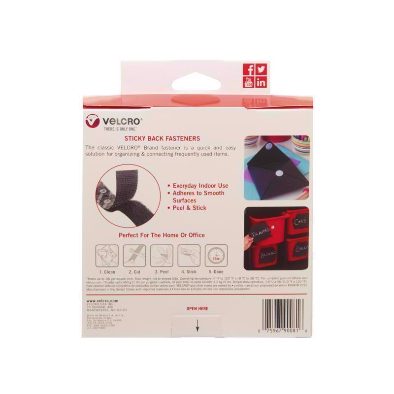 VELCRO Brand Sticky Back Large Nylon Hook and Loop Fastener 180 in. L 1 pk
