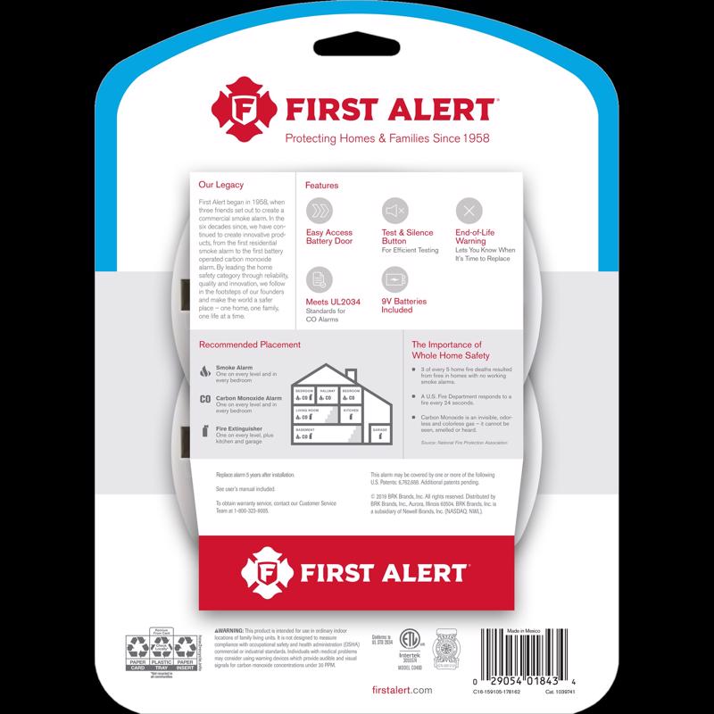 First Alert Battery-Powered Electrochemical Carbon Monoxide Detector