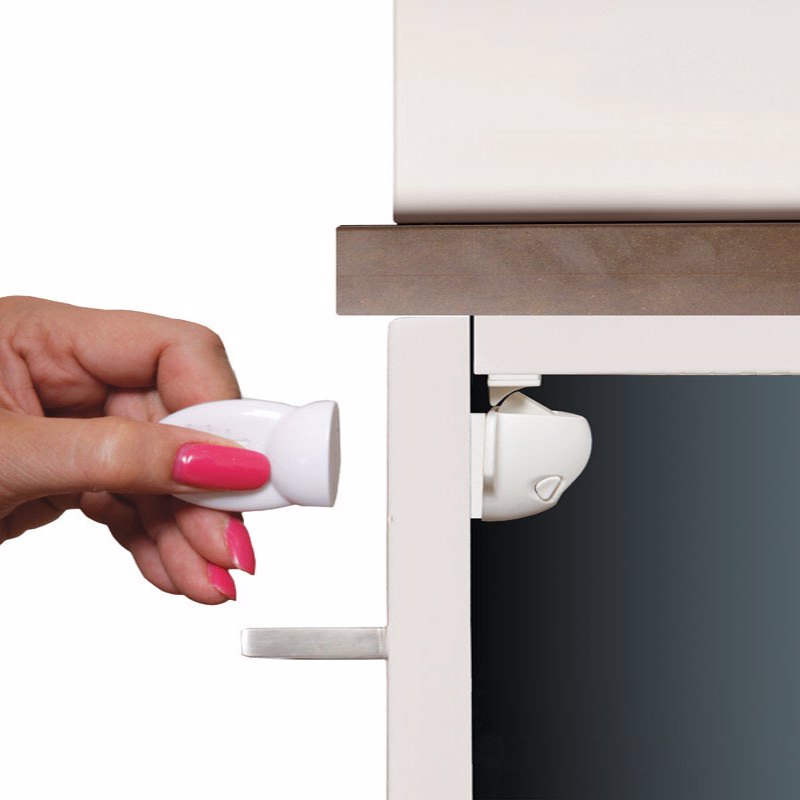 Dreambaby Adhesive Mag Lock White Plastic Adhesive Magnetic Cabinet Locks 5 pk
