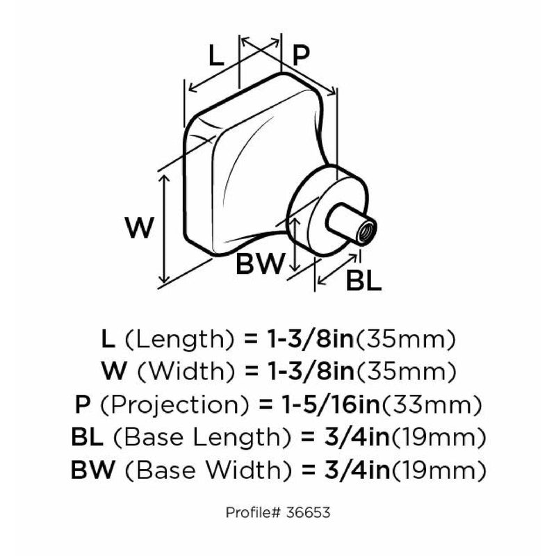 Amerock Glacio Transitional Square Cabinet Knob 1-5/16 in. Polished Nickel 1 pk