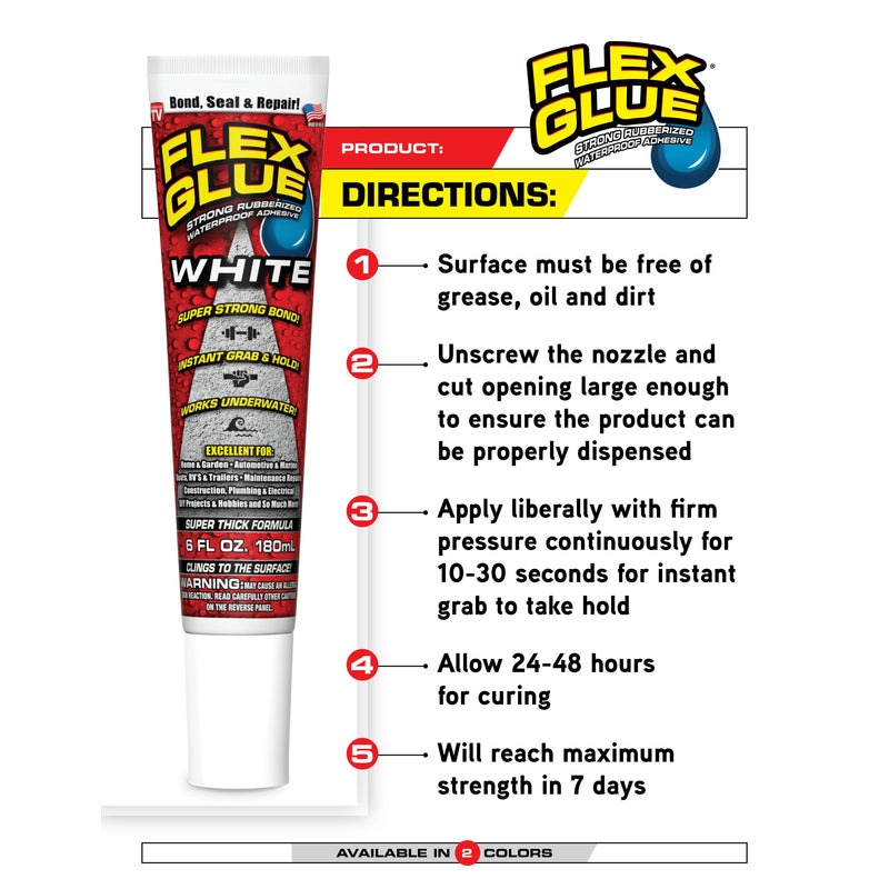 Flex Seal Family of Products Flex Glue MINI White Rubberized Waterproof Adhesive 0.75 oz