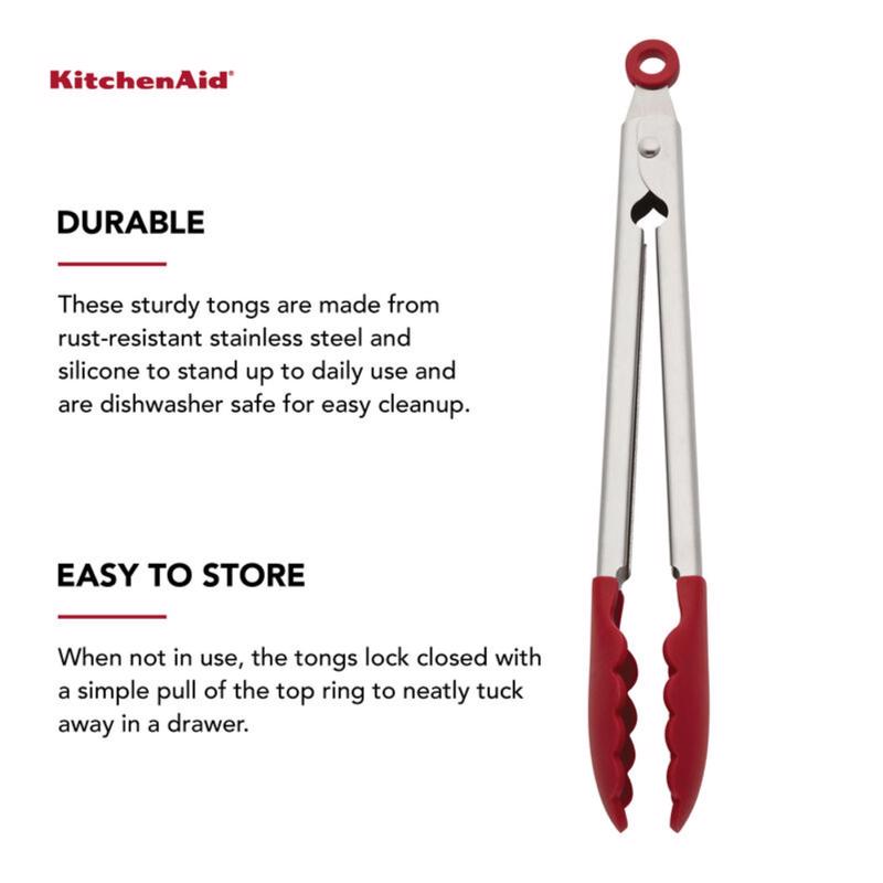 KitchenAid Silver/Red Silicone/Stainless Steel Tip Tongs