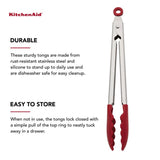 KitchenAid Silver/Red Silicone/Stainless Steel Tip Tongs