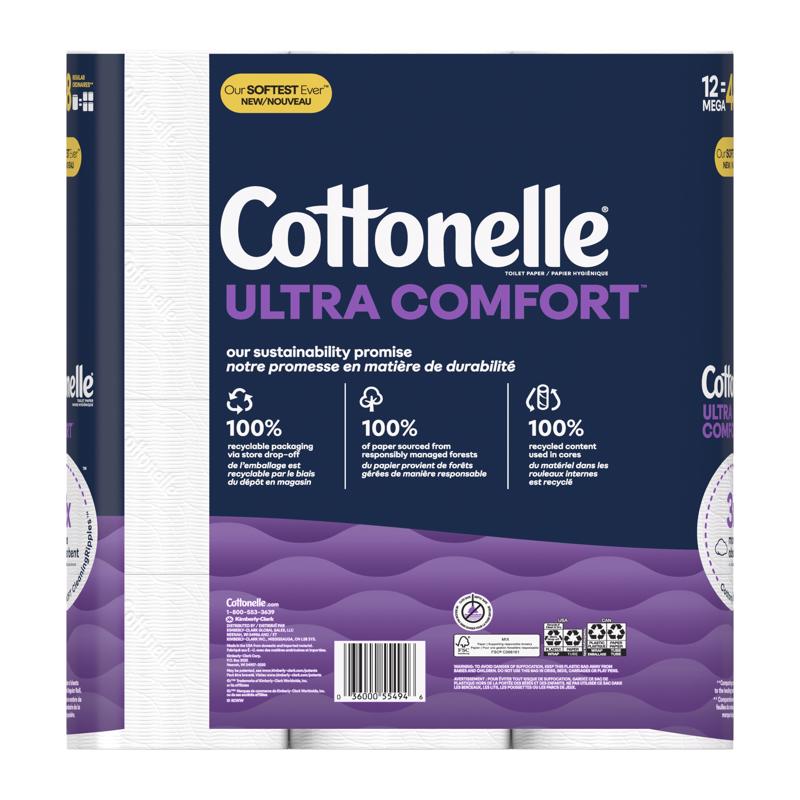 Cottonelle Ultra ComfortCare Toilet Paper 12 Rolls 268 sheet 4 in.