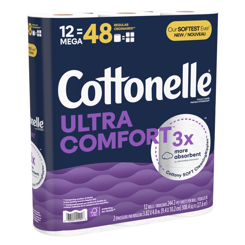 Cottonelle Ultra ComfortCare Toilet Paper 12 Rolls 268 sheet 4 in.