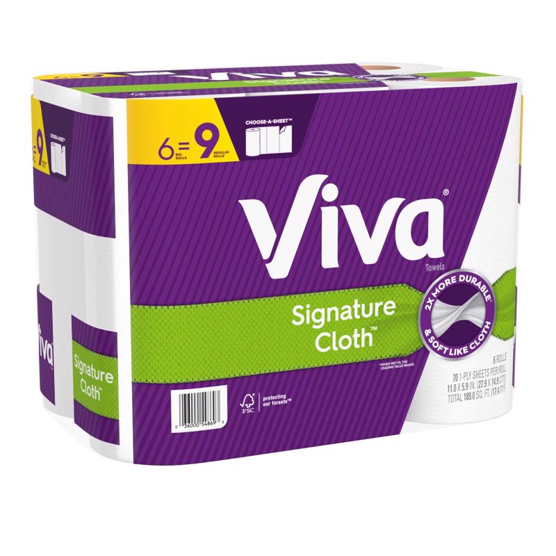 Viva Signature Cloth Paper Towels 70 sheet 1 ply 6 pk