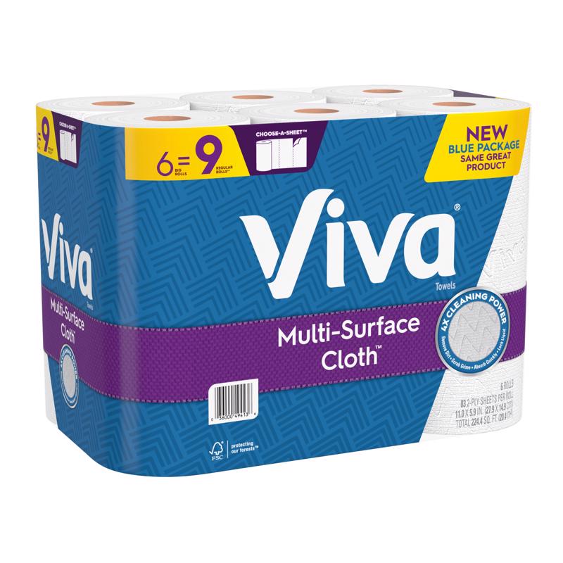 Viva Multi-Surface Cloth Paper Towels 83 sheet 2 ply 6 pk