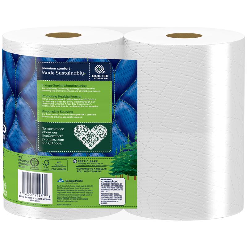 Quilted Northern Ultra Soft & Strong Toilet Paper 4 Rolls 328 sheet 138.49 sq ft
