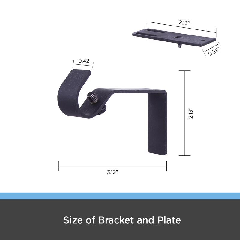 Kenney Fast Fit Matte Black Curtain Rod Bracket 5/8 in. L