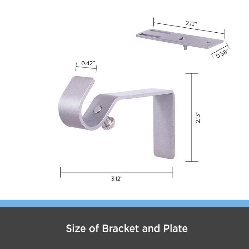 Kenney Fast Fit Brushed Nickel Silver Curtain Rod Bracket 5/8 in. L