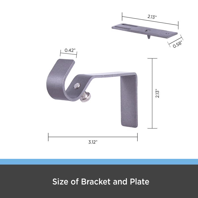 Kenney Fast Fit Pewter Gray Curtain Rod Bracket 5/8 in. L