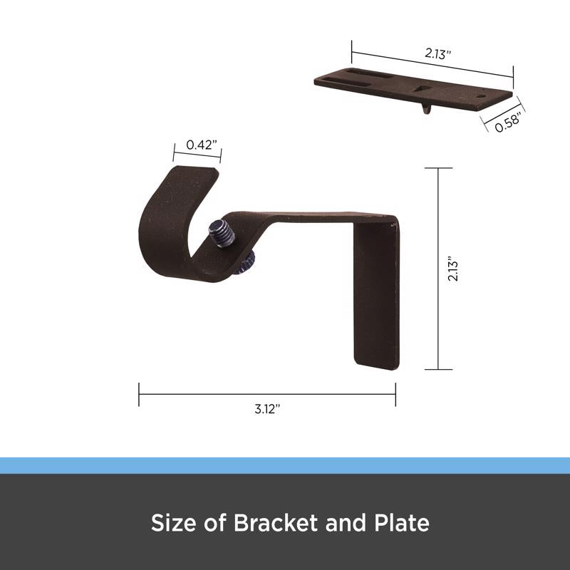 Kenney Fast Fit Oil Rubbed Bronze Brown Curtain Rod Bracket 5/8 in. L