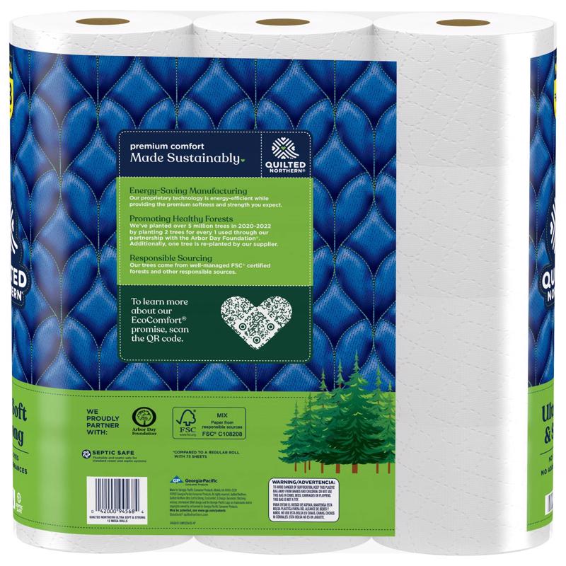 Quilted Northern Ultra Soft & Strong Toilet Paper 12 Rolls 328 sheet 415.47 sq ft