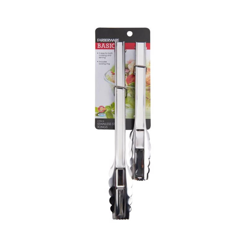 Farberware Silver Stainless Steel Locking Tongs