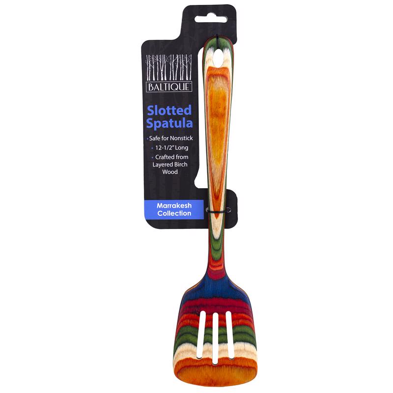 Totally Bamboo Baltique Multicolored Birch Wood Slotted Spatula