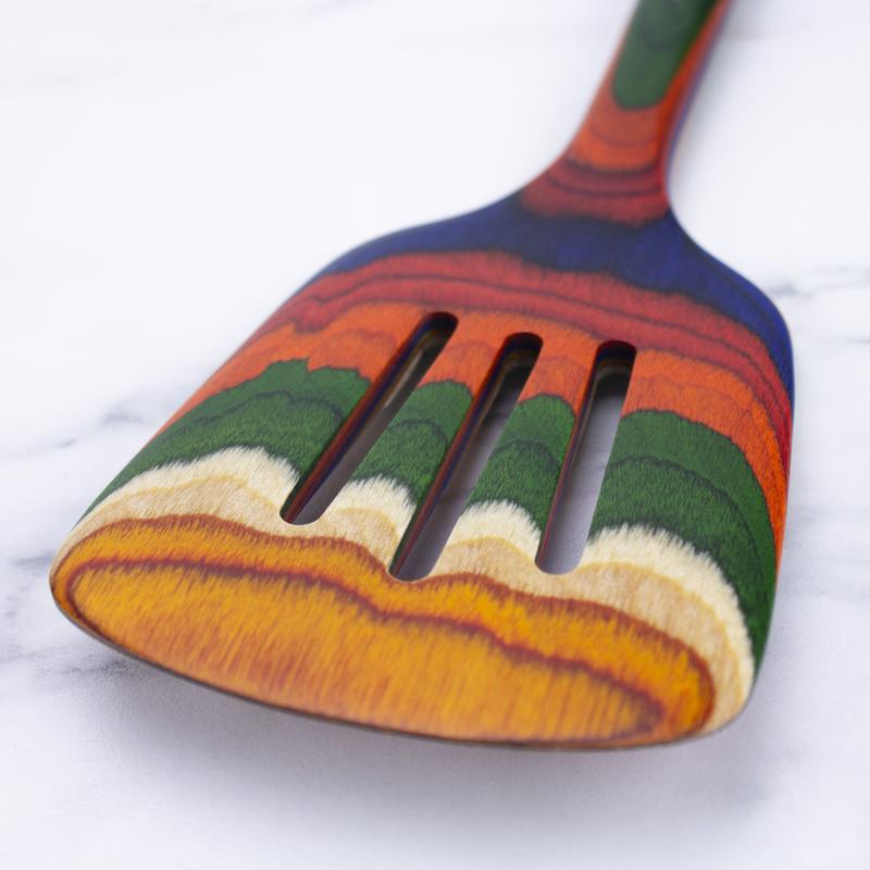 Totally Bamboo Baltique Multicolored Birch Wood Slotted Spatula