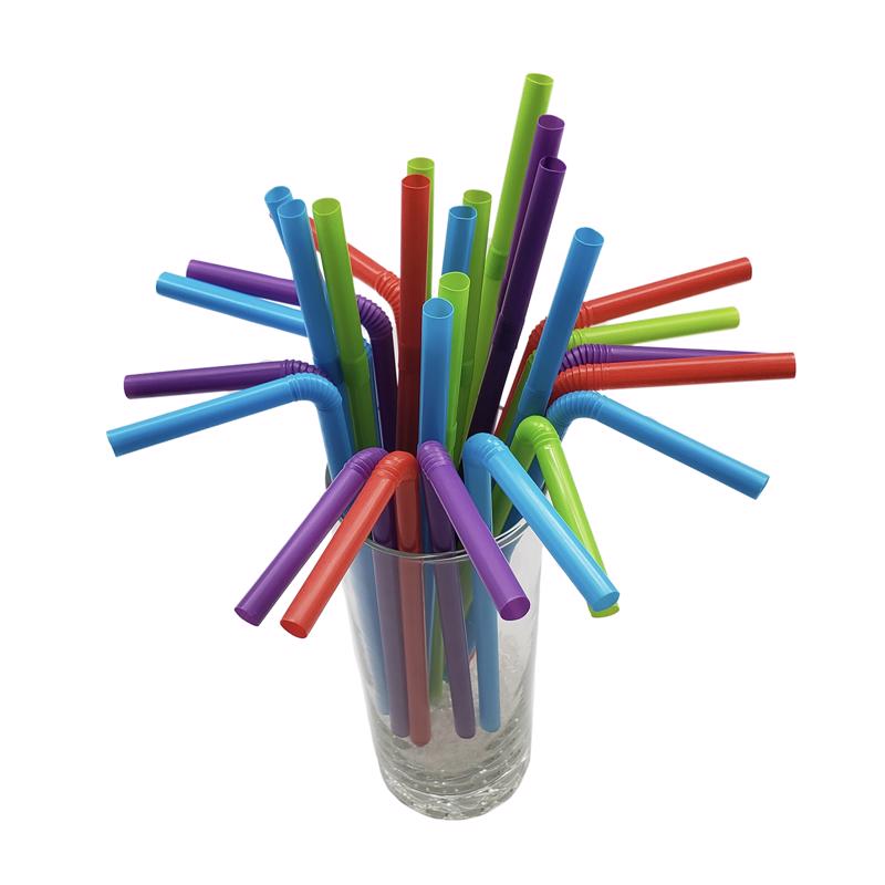 Kolorae Assorted Plastic Flexible Drinking Straws