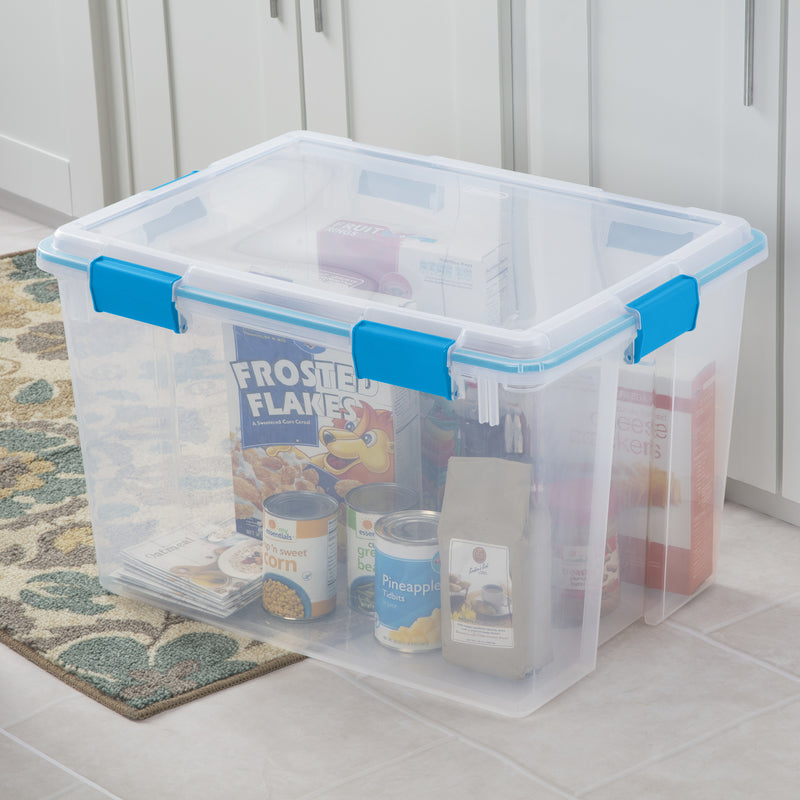 Sterilite 80 qt Blue/Clear Latch Storage Box 15-1/4 in. H X 18 in. W X 24 in. D Stackable