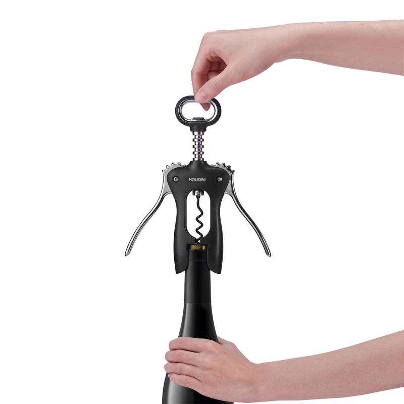 Houdini Black Stainless Steel Wing Corkscrew