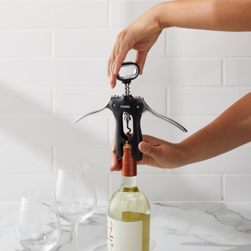 Houdini Black Stainless Steel Wing Corkscrew