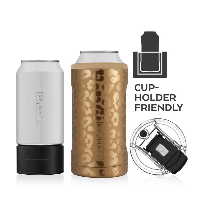 BruMate Hopsulator Trio 16 oz Leopard Gold BPA Free Can Insulator