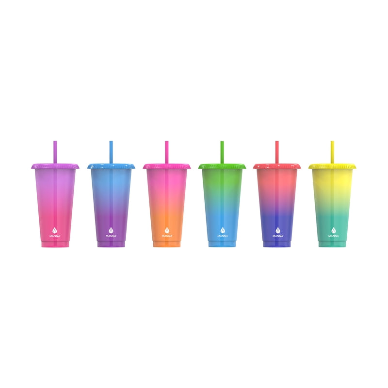 Manna 24 oz Color Changing Assorted BPA Free Tumbler Lid and Straw
