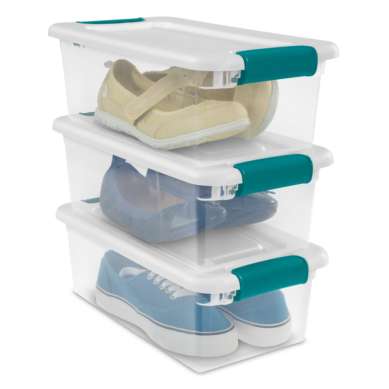 Sterilite 6 qt Clear/White Latch Storage Box 4-7/8 in. H X 14-1/8 in. W X 7-5/8 in. D Stackable