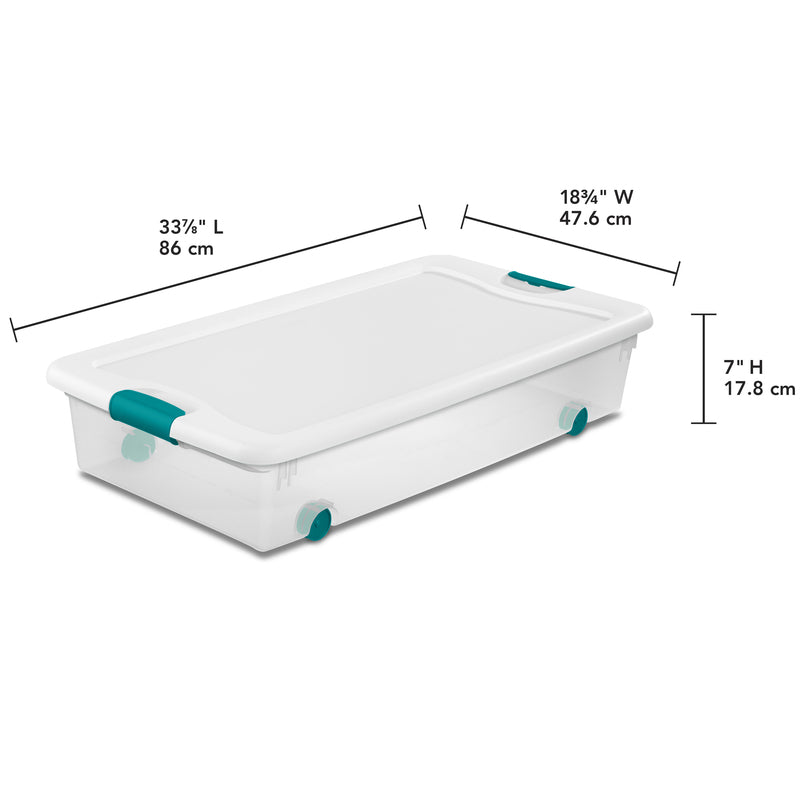 Sterilite 56 qt Clear/White Latch Storage Box 7 in. H X 33-7/8 in. W X 18-3/4 in. D Stackable