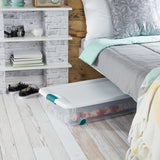 Sterilite 56 qt Clear/White Latch Storage Box 7 in. H X 33-7/8 in. W X 18-3/4 in. D Stackable