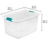 Sterilite 64 qt Clear/White Latch Storage Box 13-1/2 in. H X 23-3/4 in. W X 16 in. D Stackable