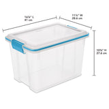 Sterilite 20 qt Clear Latch Storage Box 10.875 in. H X 11.25 in. W X 16.125 in. D Stackable