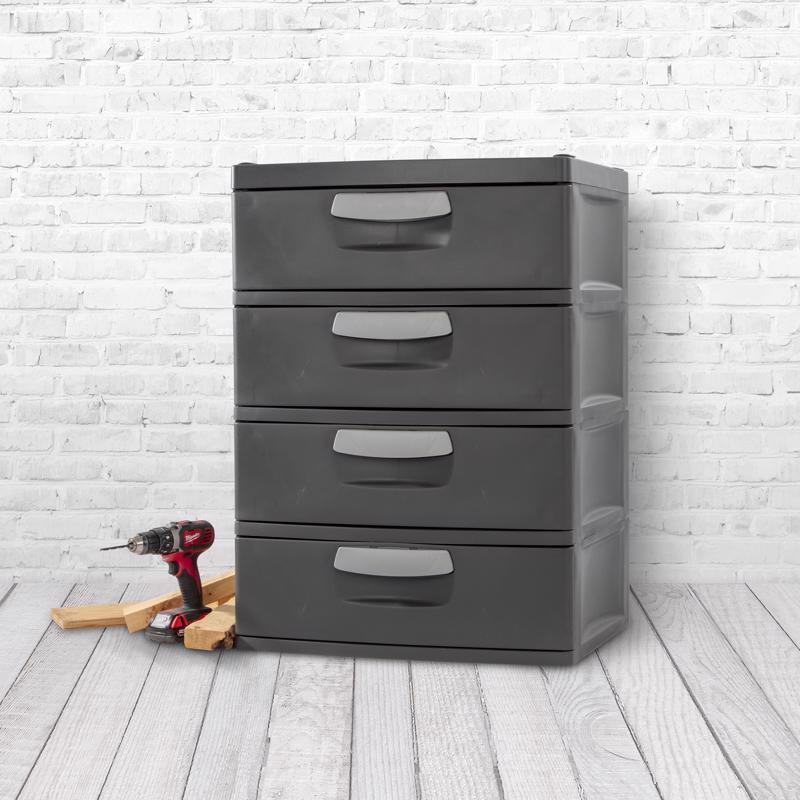 Sterilite 11.9 cu ft Gray Drawer Organizer 35.75 in. H X 25.625 in. W X 19.25 in. D Stackable