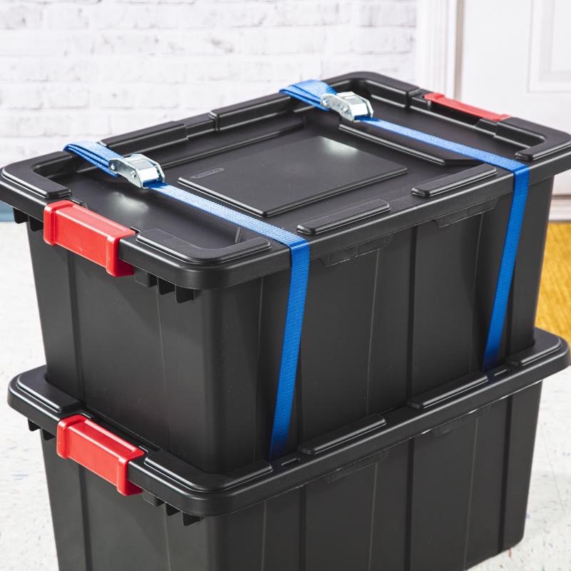 Sterilite 15 gal Black Storage Tote 11.875 in. H X 17.25 in. W X 25.75 in. D Stackable