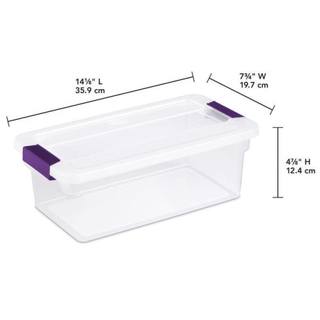 Sterilite 6 qt Clear Latch Storage Box 4.875 in. H X 7.75 in. W X 14.125 in. D Stackable