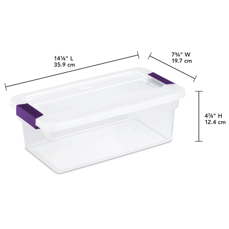 Sterilite 6 qt Clear Latch Storage Box 4.875 in. H X 7.75 in. W X 14.125 in. D Stackable