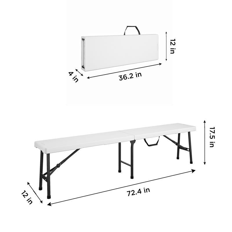Cosco White Plastic Casual Folding Bench 1 pk