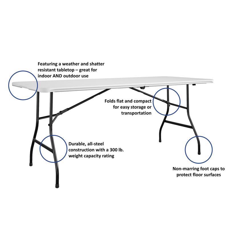 Cosco Casual 29.69 in. W X 72 in. L Rectangular Folding Buffet Table