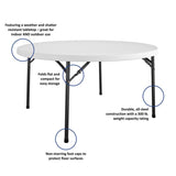 Cosco 60 in. W X 60 in. L Round Folding Table