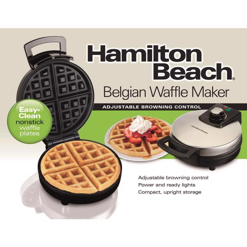 Hamilton Beach 1 waffle Black/Silver Stainless Steel Belgian Waffle Maker