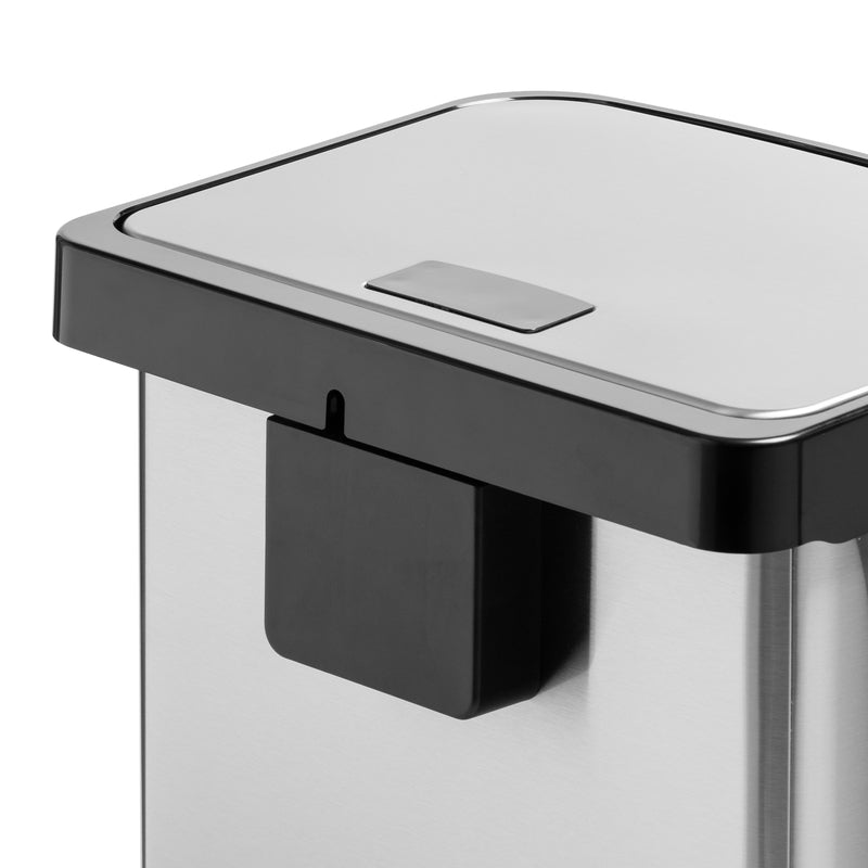 Honey-Can-Do 13 gal Black/Silver Stainless Steel Square Trash Can