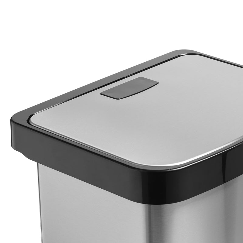 Honey-Can-Do 13 gal Black/Silver Stainless Steel Square Trash Can